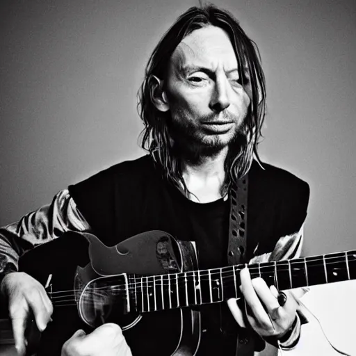 Prompt: thom yorke singer songwriter rolling stone, a photo by colin greenwood