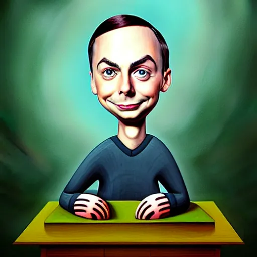 Image similar to Portrait of Sheldon cooper Funny cartoonish by Gediminas Pranckevicius H 704