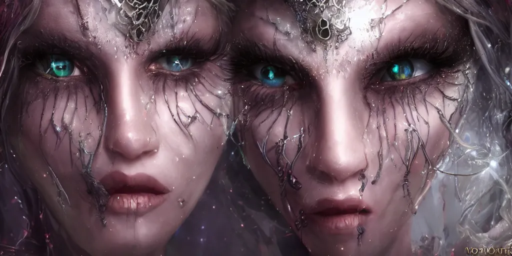 Prompt: minatory precipice cyber sisters of Moria, cyber embellishment, beautiful woman face, 8k resolution