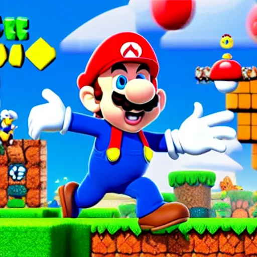 Image similar to smurfs in super mario 3 d world 4 k very high quality