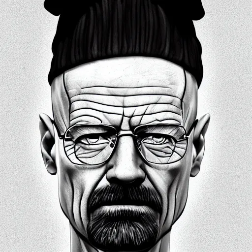 Image similar to a detailed portrait of walter white with face tattoos, art illustration, incredibly highly detailed and realistic, 8 k, sharp focus