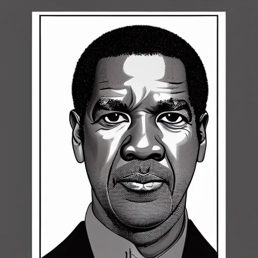 Prompt: “ denzel washington retro minimalist portrait by jean giraud, art of moebius, sharp, smooth face, comic, 8 k ”