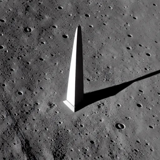 Image similar to A Giant Metallic Obelisk on the moon