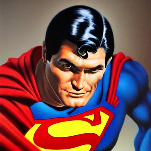 Image similar to ultra - realistic head and shoulders portrait painting of superman. art by ken kelly. 4 k. ultra - realistic. highly detailed. epic lighting