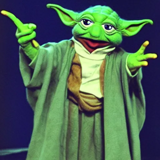 Image similar to yoda hosting the muppet show