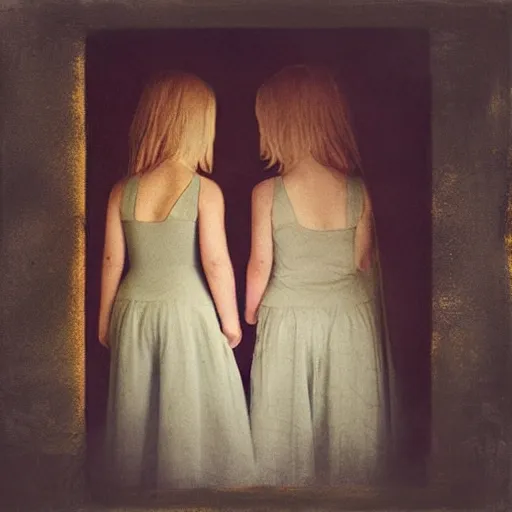 Prompt: Two angels looking at the mirror beautiful artwork by Katia Chausheva