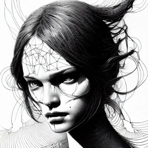 Image similar to portrait soft light, by killian eng and joe fenton and bernie wrightson and conrad roset, inspired by elysium movie, etching, fine, sharp high detail,