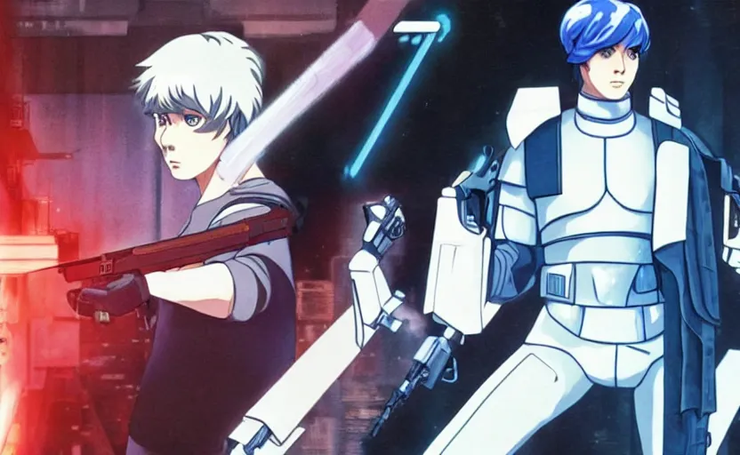 Image similar to luke skywalker in ghost in the shell adult anime style