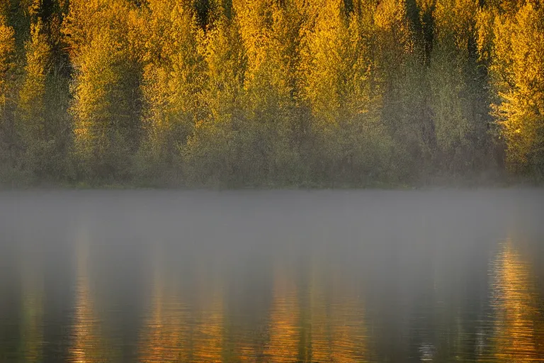 Image similar to low-angle photo aimed at the underside of Edmonton Walterdale bridge, light river mist, river reflection of summer trees and Edmonton Alberta hillside city towers, volumetric light, specular highlights on water, noon, dynamic raised shadows, high dynamic range, highlights reduced, sigma 24mm f8