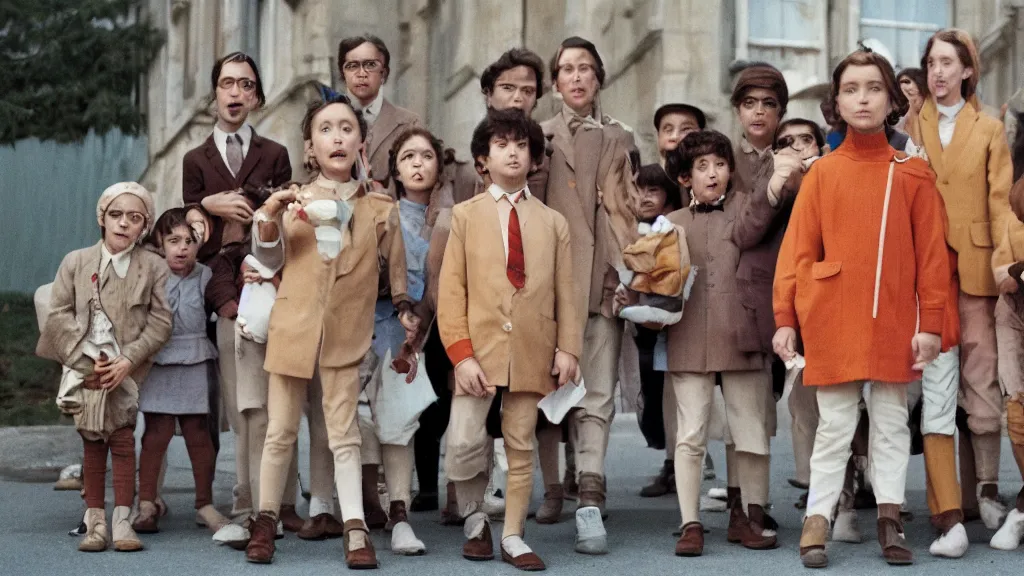 Prompt: A still from a Wes Anderson movie about the pied piper