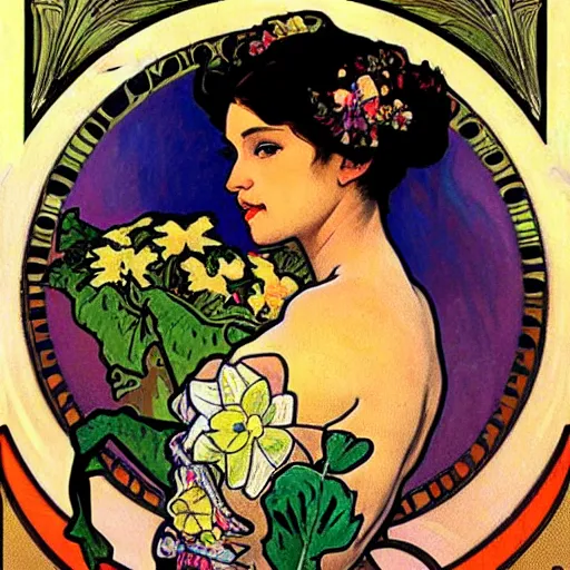 Prompt: Mexican fairy princess portrait, art nouveau, alphonse mucha