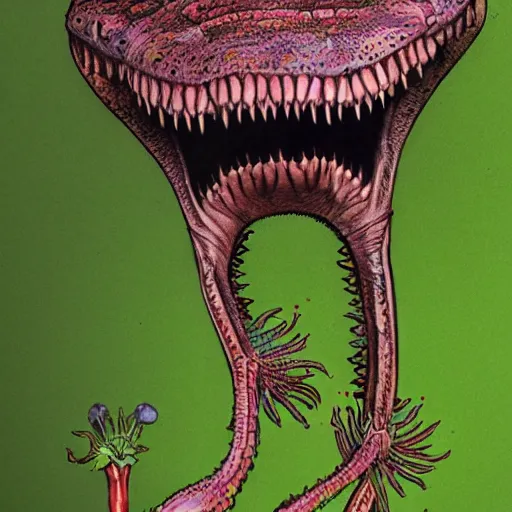 Image similar to a carnivorous plant with the head of an alligator