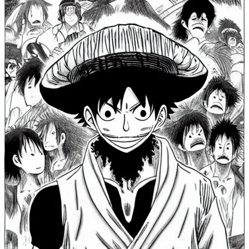 Image similar to [ luffy mustache ] by kim jung and kentaro miura gi