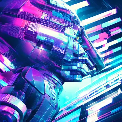 Image similar to glitch art of a cyberpunk cybernetic youtuber trending on artstation deviantart pinterest photorealistic hd 8 k highlights and shadow detailed high resolution