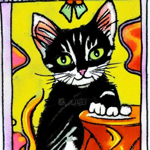 Prompt: kitten tarot card