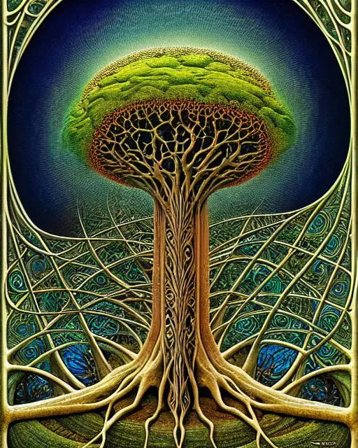 Image similar to tree of life by roger dean and andrew ferez, art forms of nature by ernst haeckel, divine chaos engine, symbolist, visionary, art nouveau, botanical fractal structures, organic, detailed, realistic, surreality