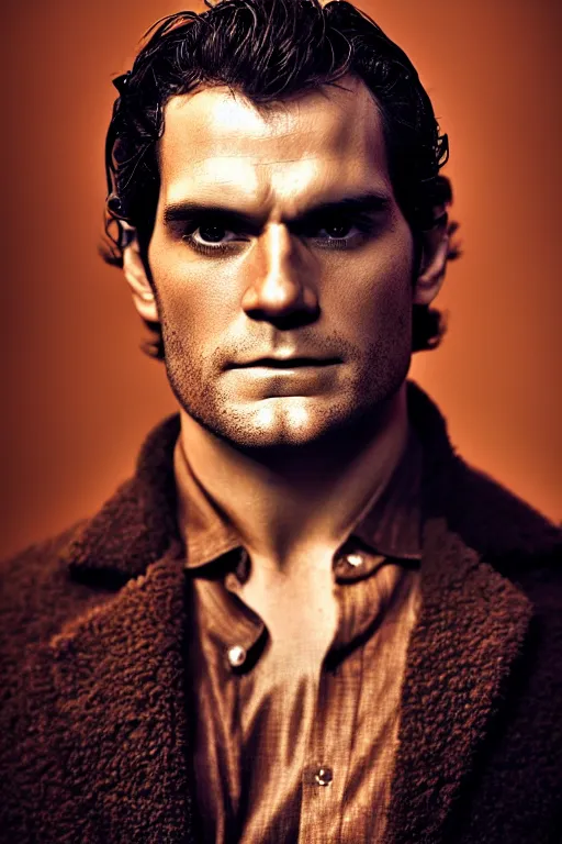 Prompt: cyberpunk, dramatic lighting, a colorful close - up studio photographic portrait of henry cavill by steve mccurry