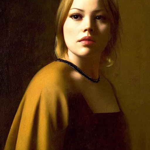 Image similar to portrait of abbie cornish by johannes vermeer, hd, beautiful, glamorous, award winning, 4 k