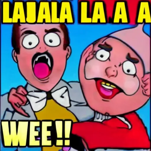 Image similar to la la laaa laa laaa wooo wooo waaah! hahahaha! jajajajajajajajaajajajaja!!!