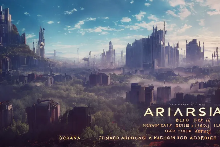 Image similar to arcadia, cinematic