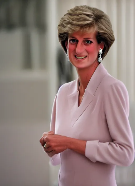 Image similar to DSLR photo portrait still of 61 year old age 61 Princess Diana at age 61!!!, 85mm f1.8