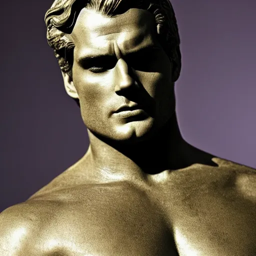 Image similar to Henry Cavill as a Bronze statue, professional photography