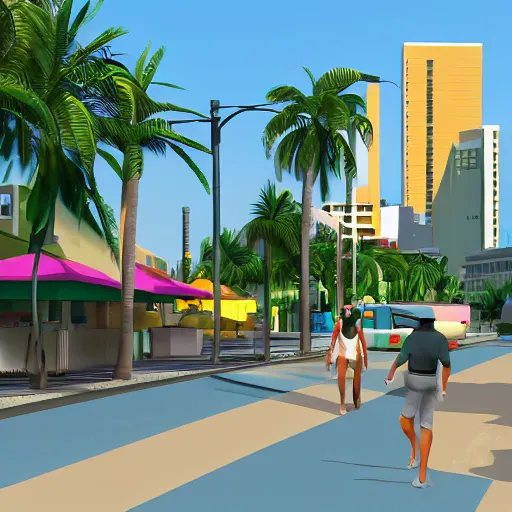 Image similar to concept art rockstar games vice city miami 8 0 playstation 2 style low polygon