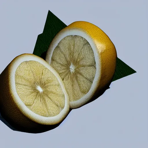 Image similar to a render of a low polygon lemon, unreal engine