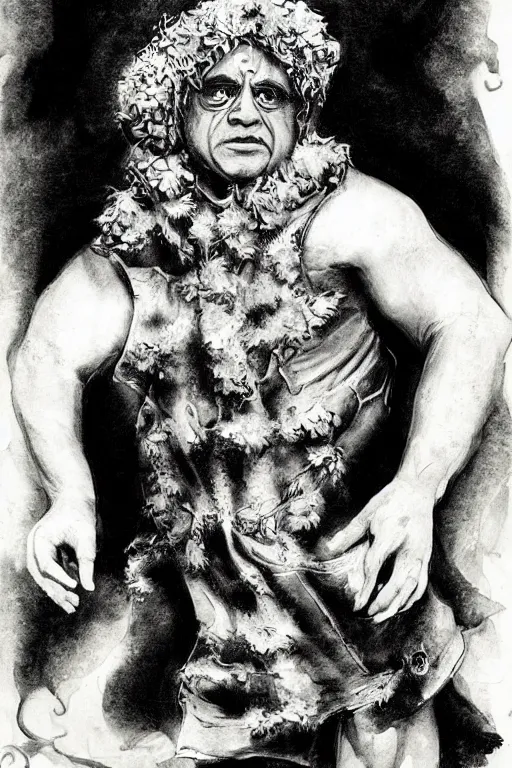 Image similar to danny devito as dionysus by josh kirby