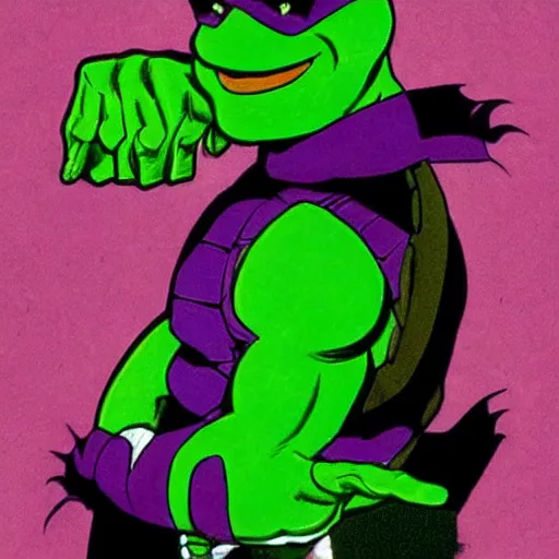 Prompt: donatello from the teenage mutant ninja turtles, 1 9 9 0 s, friendly