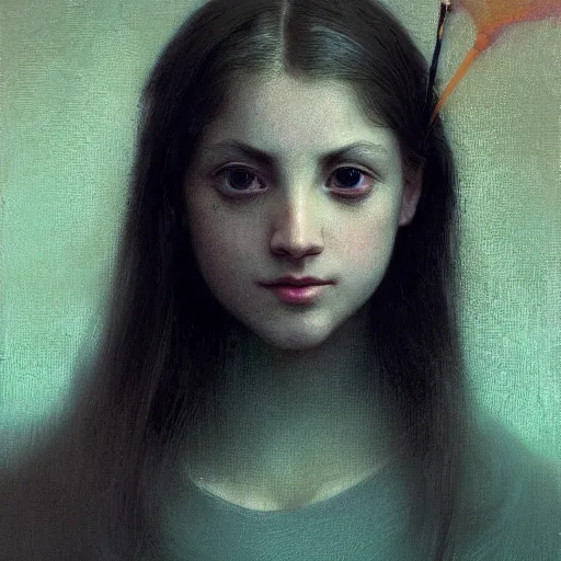 Prompt: A beautiful girl with crossed eyes, dunce, dumb, derpy, fullbody, intricate, brilliant, highly detailed, artstation, amish, concept art, smooth, sharp focus, illustration, art by greg rutkowski and orientalism and bouguereau and Zdzislaw Beksinski, good clear quality, colourful lighting, biology, symmetrical artwork, perfect face, 135 mm, cinematic, hyper realism, high detail, octane render, 8k, chrome accents