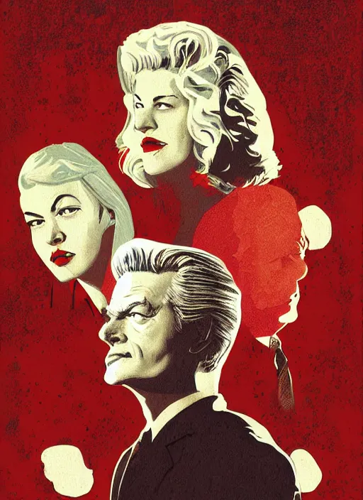 Prompt: twin peaks movie poster art by bill schmidt