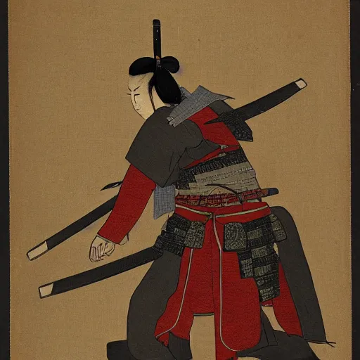 Prompt: a portrait of a samurai in a sword fight