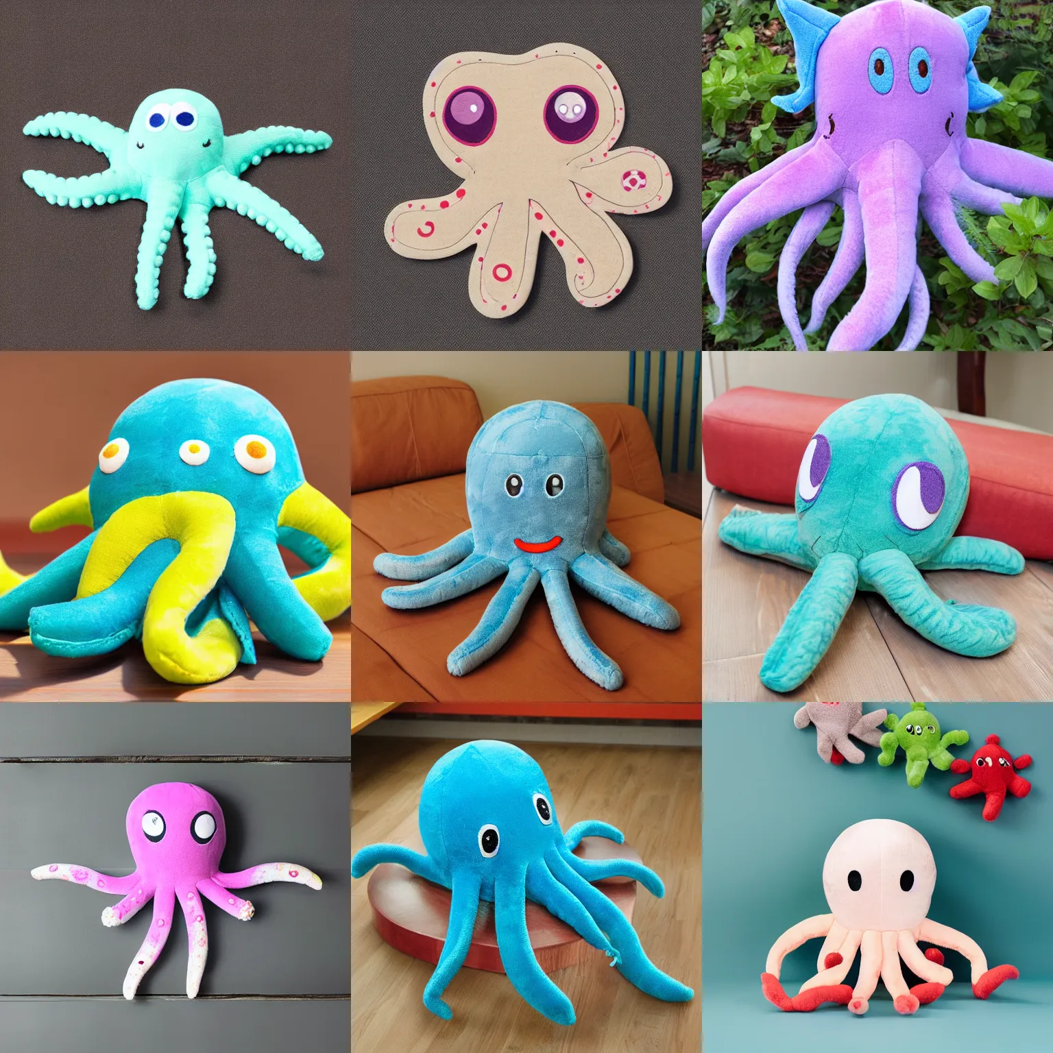 Prompt: happy octopus plush