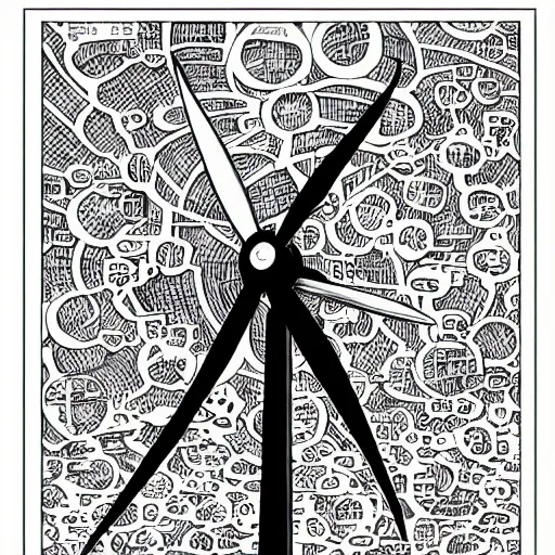 Image similar to Simplistic comic illustration of a wind turbine blueprint, black ball pen on white paper, by Josan Gonzalez and Geof Darrow