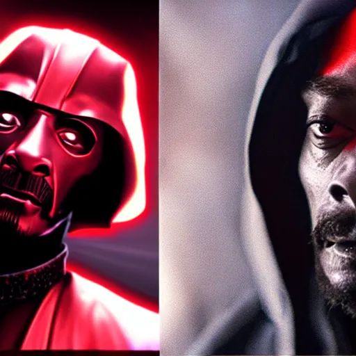 Image similar to film still of snoop dogg as a sith lord in a star wars movie 4 k