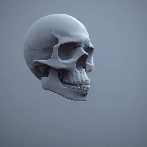 Image similar to skull sculpture covered in snow with a foggy background, 8 k, octane render, realistic, aesthetic