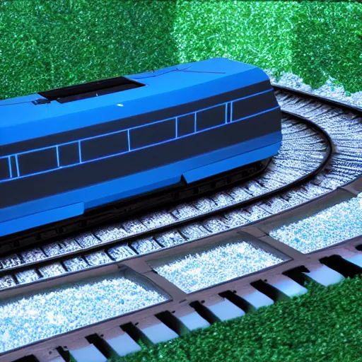 Prompt: a blue hexagonal train from the movie tron : legacy