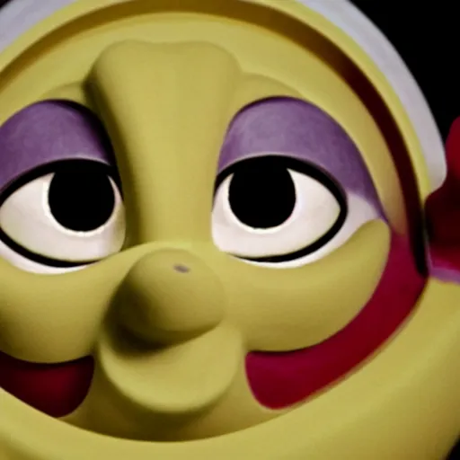 Image similar to sun from teletubbies with bloodshot eye, horror, creepy, dark