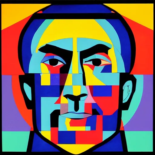 Image similar to Geometrical Suprematism art of a portrait of Saul Goodman