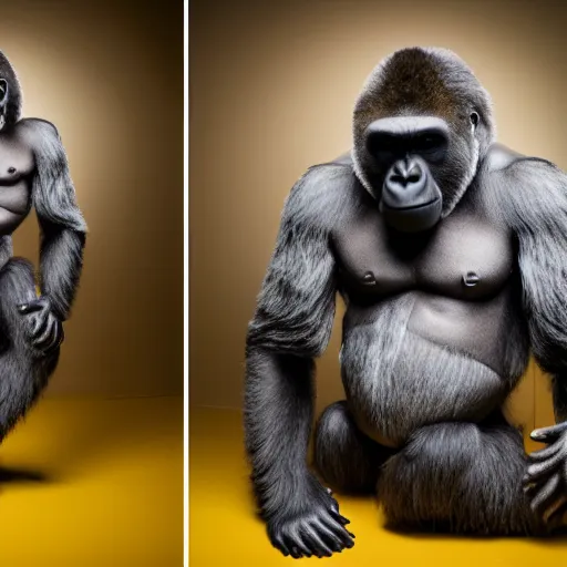 Image similar to studio photo still 8 2 9 4 of a full body gorilla in a space suit, 8 k, studio lighting, key light from right side