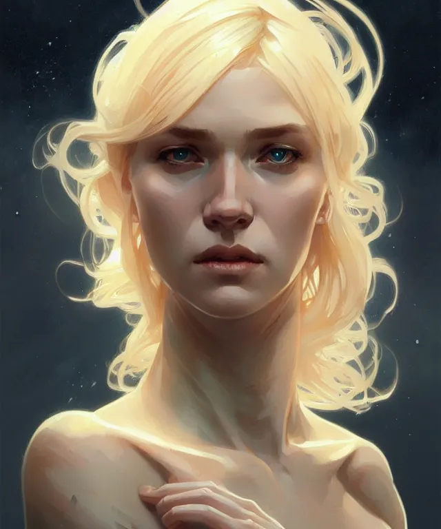 Image similar to gallent blonde girl portrait, sci-fi face, elegant, highly detailed, digital painting, artstation, concept art, smooth, sharp focus, illustration, art by artgermnd greg rutkowski and alphonse mucha