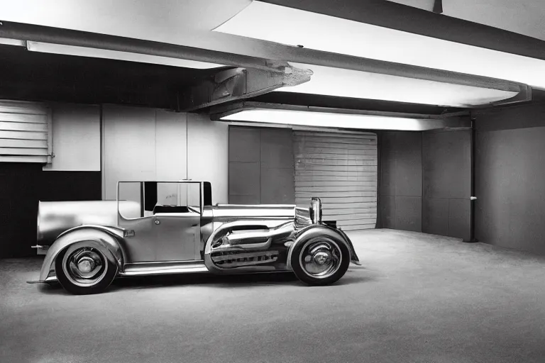 Image similar to duesenberg model sj concept, inside of a minimalist Tokyo garage, ektachrome photograph, volumetric lighting, f8 aperture, cinematic Eastman 5384 film