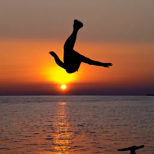 Image similar to springboard diver at sunset