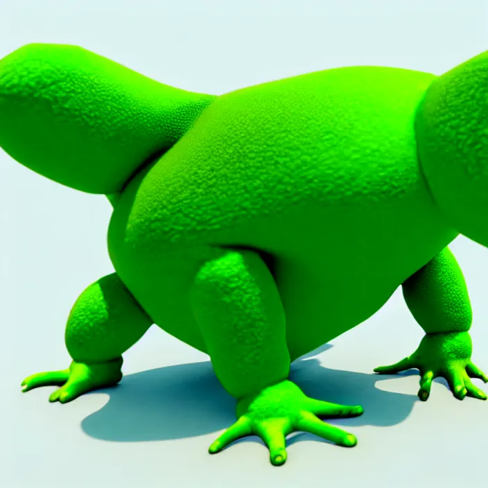 Image similar to a fat anthropomorphic male green gecko fursona waddling across vrchat, cute, 3 d, octane render, furry