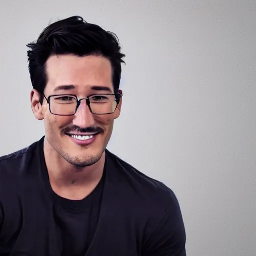 Image similar to a high quality photo of handsome markiplier, gigachad