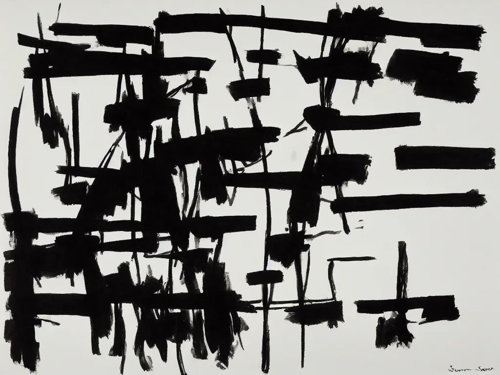 Image similar to a painting from Pierre Soulages, ink