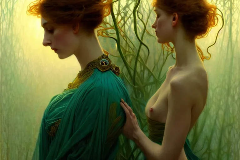 Image similar to pale teal becoming light itself, fantasy, intricate, elegant, dramatic lighting, emotionally evoking symbolic metaphor, highly detailed, lifelike, photorealistic, digital painting, artstation, concept art, smooth, sharp focus, illustration, art by John Collier and Albert Aublet and Krenz Cushart and Artem Demura and Alphonse Mucha