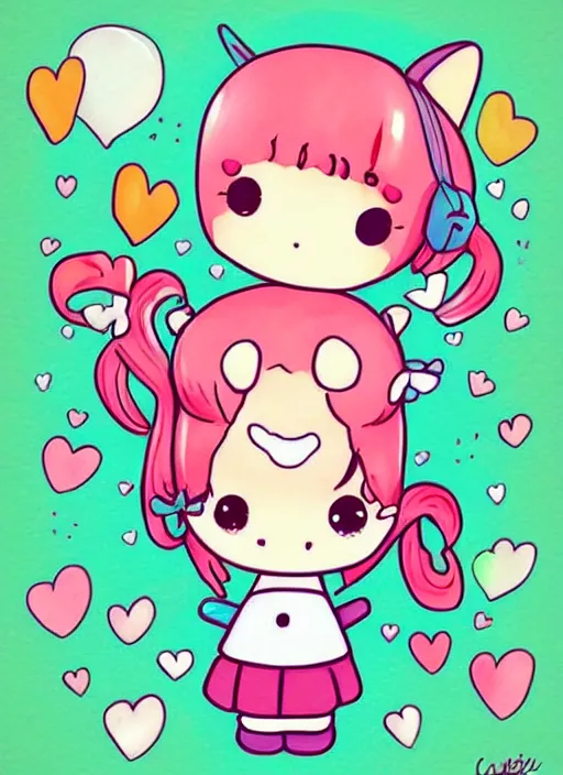 Image similar to cute kawaii artwork