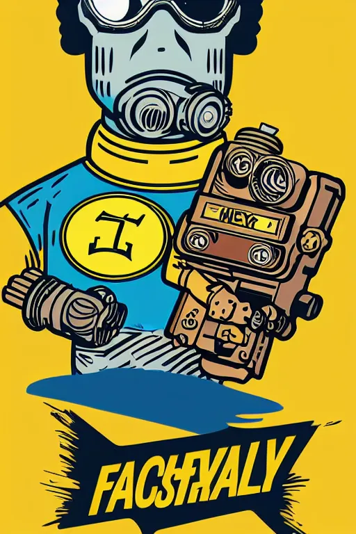 Image similar to fallout 7 6 retro futurist illustration art by butcher billy, sticker, colorful, illustration, highly detailed, simple, smooth and clean vector curves, no jagged lines, vector art, smooth andy warhol style